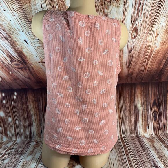 Liz Claiborne Sz Medium Coral Sea Shell Linen Blend V Neck Sleeveless Tank Top - Picture 3 of 8